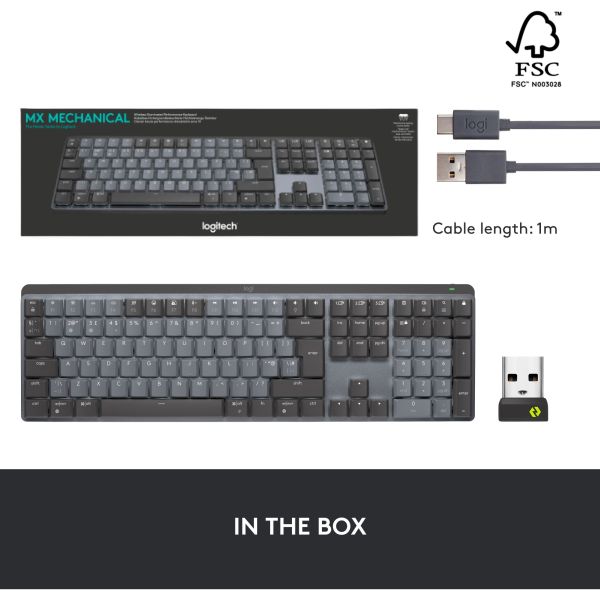 Logitech MX Mechanical hellgrau-dunkelgrau, DE-Layout taktile Schalter Logi Bolt