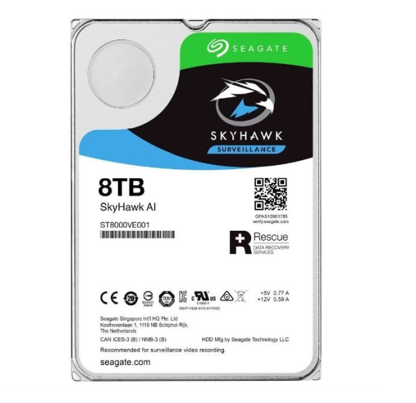 8000GB Seagate SkyHawk ST8000VE001 7.200U/min 256MB 3.5" (8.9cm) SATA 6Gb/s